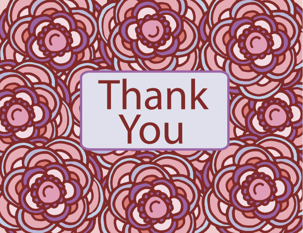 谢谢你的贺卡与紫色和粉红色的马赛克花图片下载