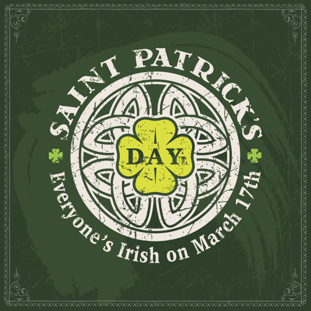 绿色和黄色的圣帕特里克节标志图片下载