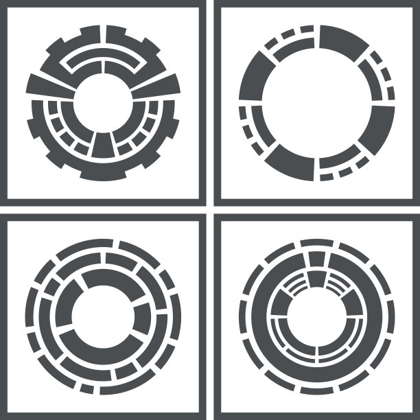 为设计收集不同的图形元素。技术符号集。图片下载