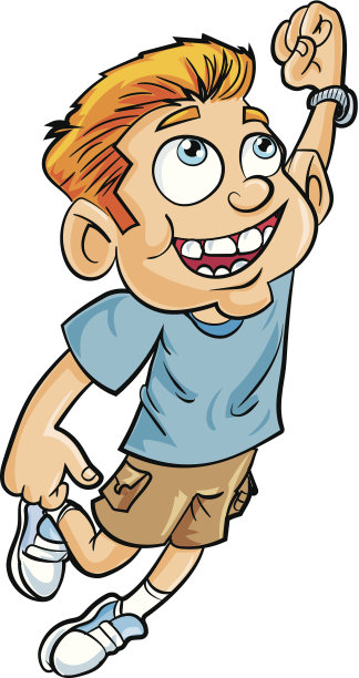 卡通男孩跳起来想飞图片下载