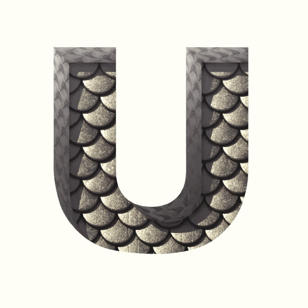 矢量银色切割数字u.粘贴到任何背景图片下载