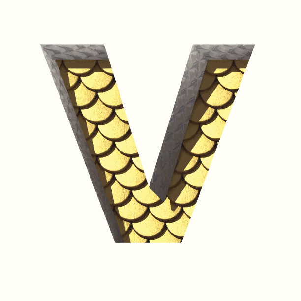 矢量金色切割数字v.粘贴到任何背景图片下载