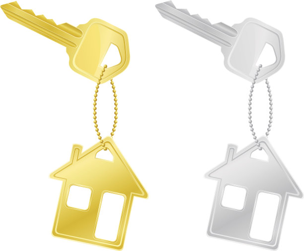 房子钥匙，门锁矢量插图图片下载