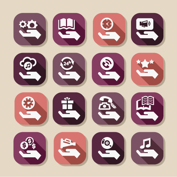 手概念长阴影图标图片下载