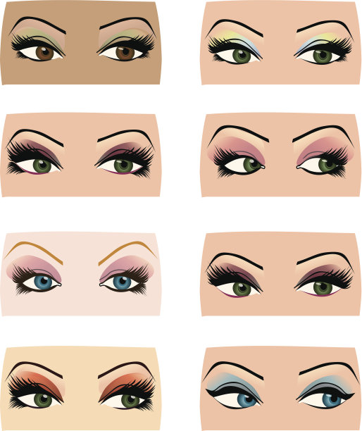 不同形状和化妆颜色的女性眼睛图片下载
