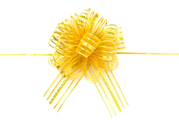 白色的金色丝带蝴蝶结图片下载