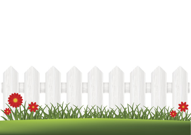 木栅栏上开着红花图片下载