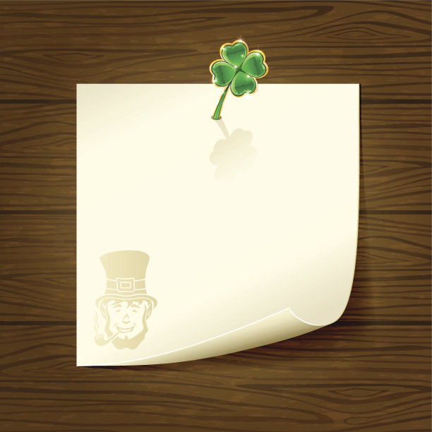 木制背景纸和三叶草图片下载