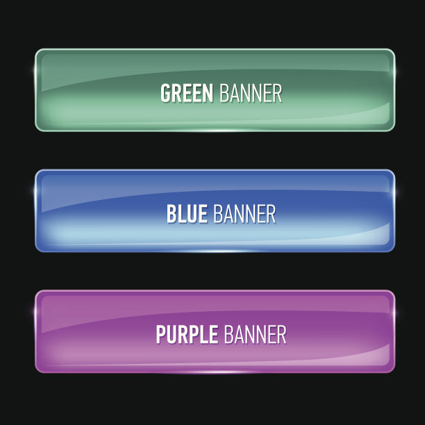 一套玻璃横幅为您的设计。图片下载