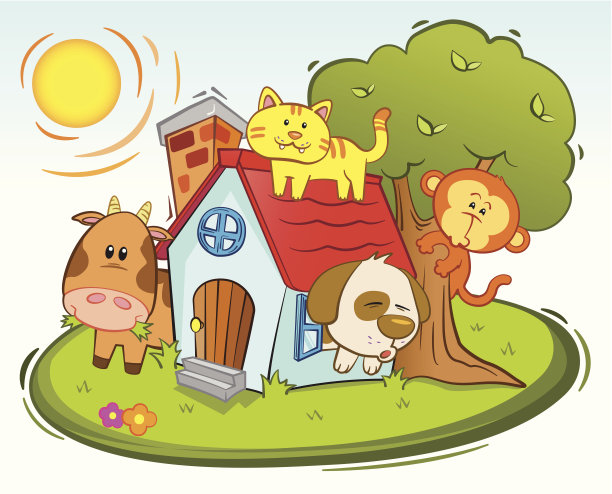 房子周围的动物素材图片