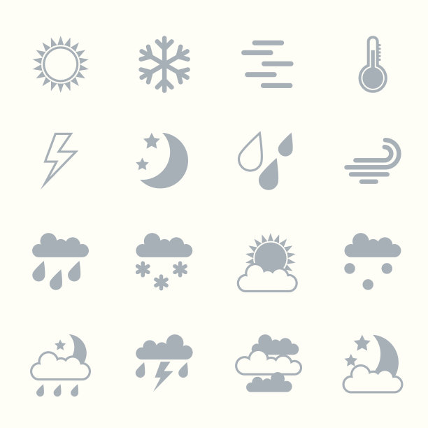 天气图标设置在平面设计风格。图片下载
