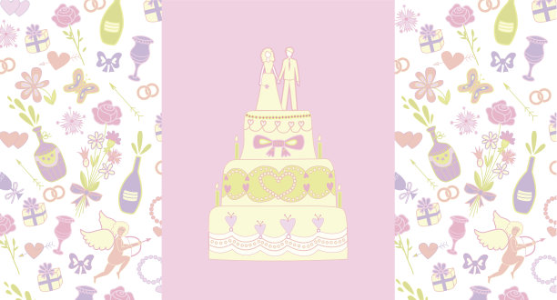 婚礼卡片，有一个重复的图案图片下载