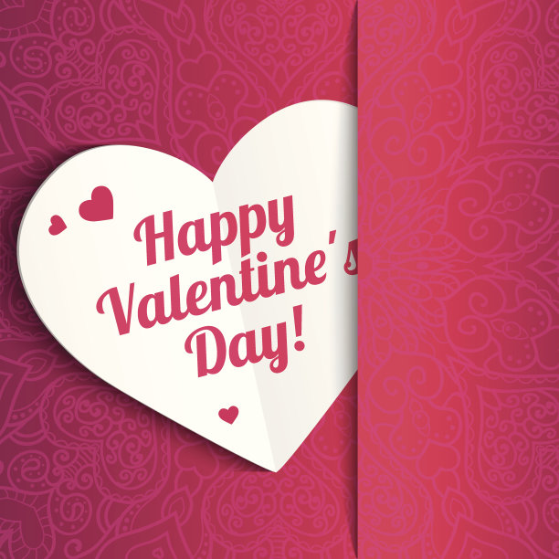 矢量情人节花边纸心贺卡图片下载