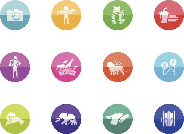 扁平圆形图标-动物园图片下载