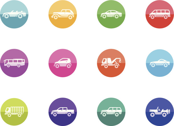 扁平圆形图标-汽车图片下载