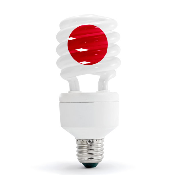 灯泡上的日本国旗图片下载