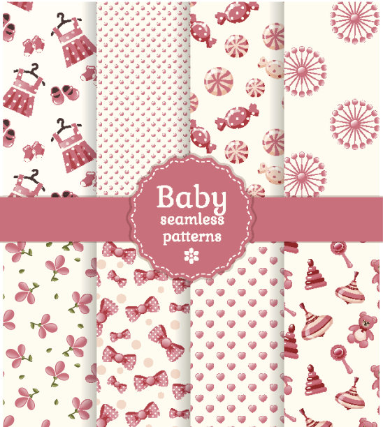 婴儿无缝模式。向量集。图片下载