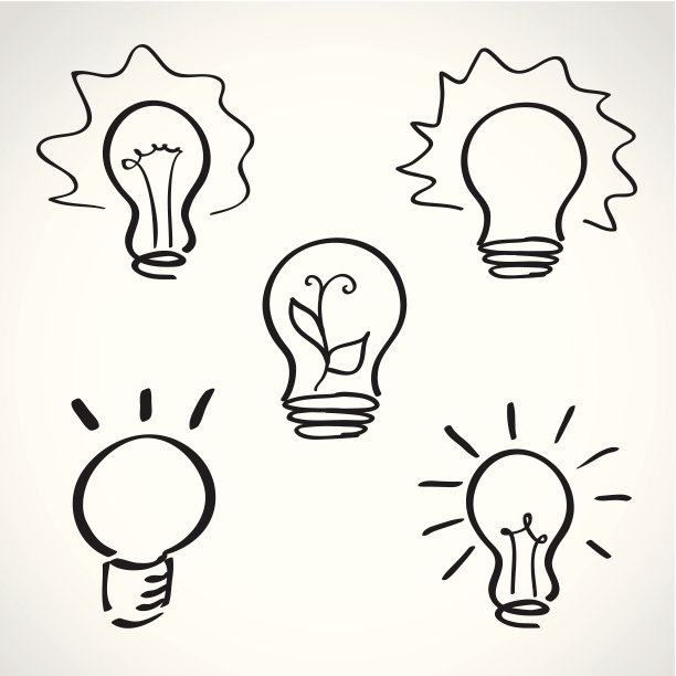 水墨风格素描集-灯泡图标图片下载