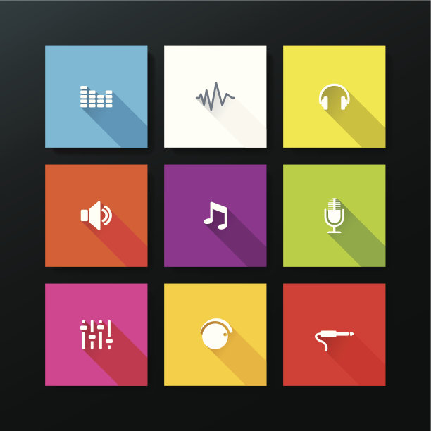 矢量平面音频图标设置图片下载
