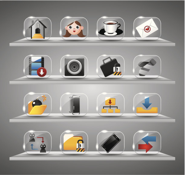 网站互联网图标，透明玻璃按钮图片下载