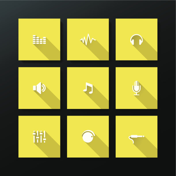 矢量平面音频图标设置图片下载