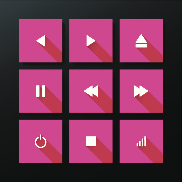 矢量平面媒体图标集图片下载