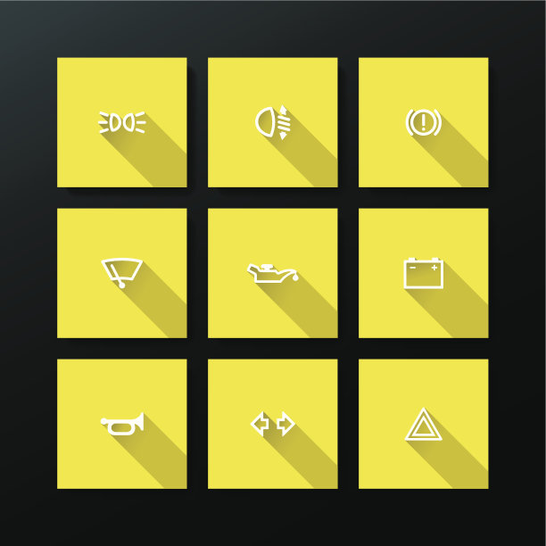 矢量平面汽车仪表板图标设置图片下载