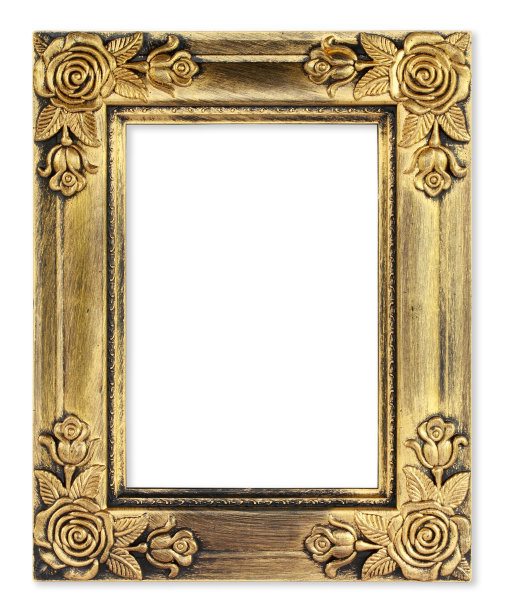 白色背景上的古董金框图片下载