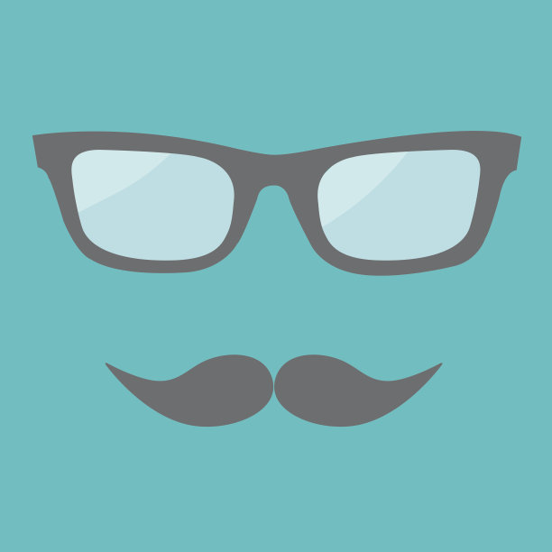 男士的眼镜和胡子。平面设计。图片下载