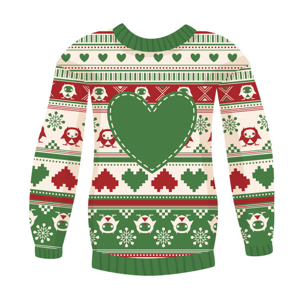 印有猫头鹰和心形的暖毛衣插图。图片下载