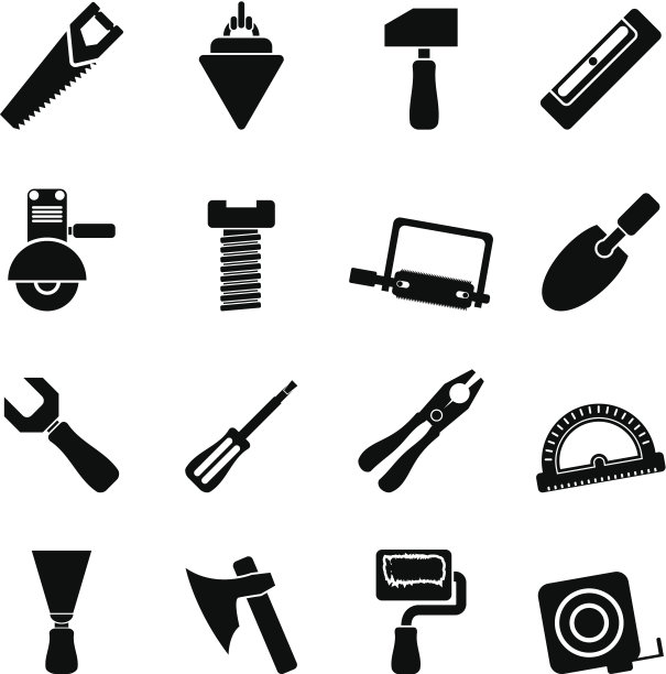 剪影建筑和建设工具图标图片下载