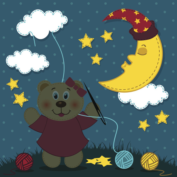 熊姑娘绣着夜空图片下载