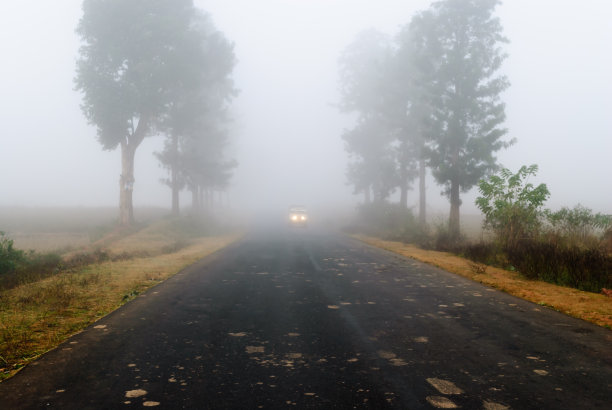 迷雾路上的车辆图片下载