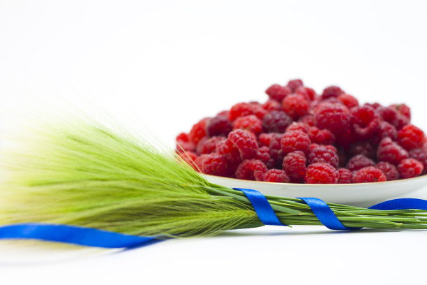 白色背景上的覆盆子果实图片下载