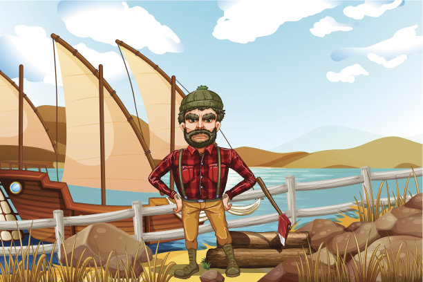 愤怒的伐木工人靠近船图片下载