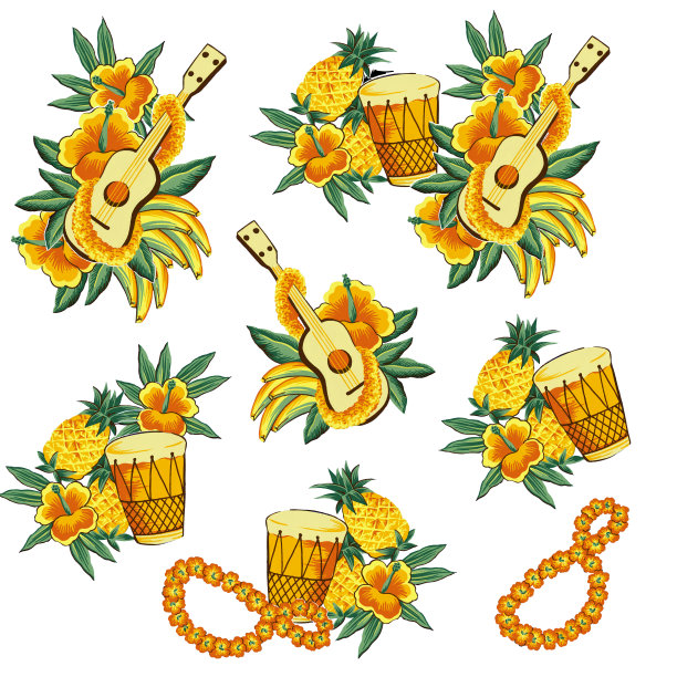 夏威夷打印,尤克里里琴图片下载