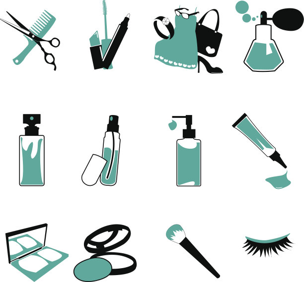 化妆品，化妆和美容图标。图片下载