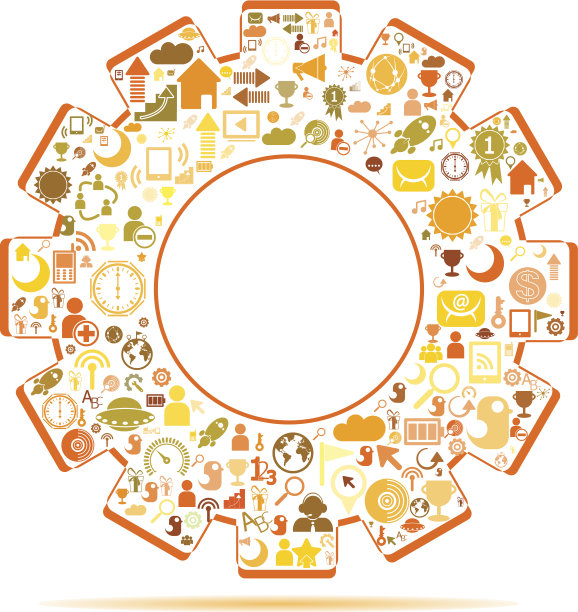 信息图形设计模板与齿轮链。社交网络bac图片下载