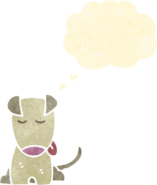 复古卡通坐狗与思想泡泡图片下载