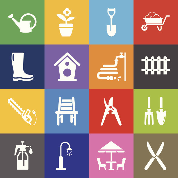 园艺图标和颜色背景图片下载