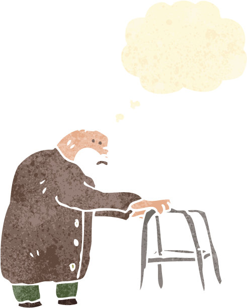 复古卡通老人与步行框架图片下载