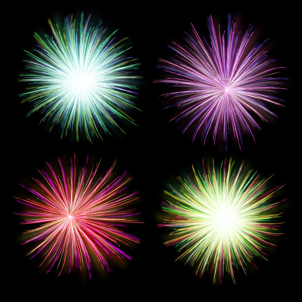 黑色背景上的烟火图片下载