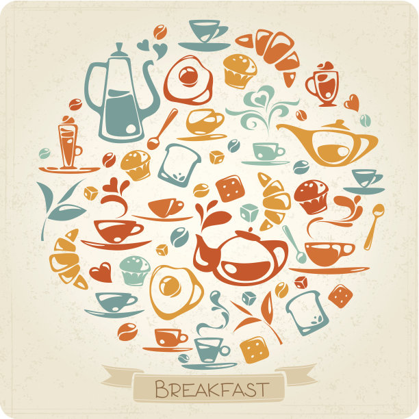圆形图案与早餐元素图片下载