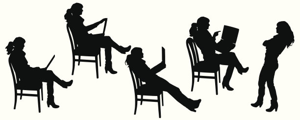 矢量剪影阅读图片下载