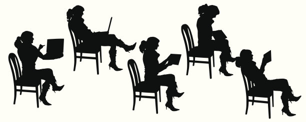 矢量剪影阅读图片下载