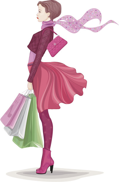 拿着购物袋的女孩图片下载