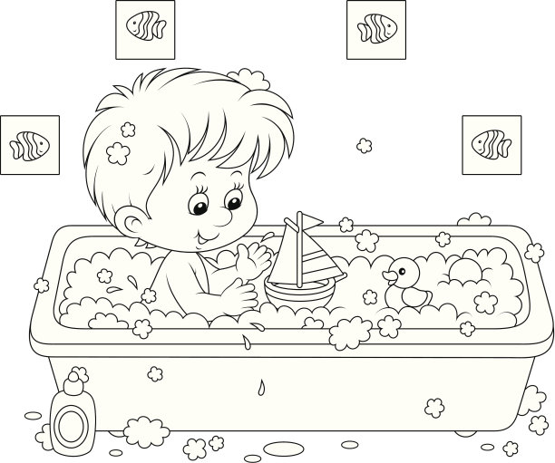 男孩洗澡图片下载