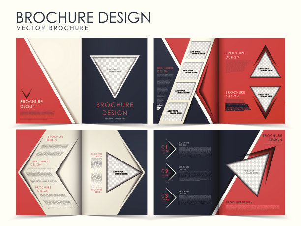 红色、黑色和奶油色的宣传册设计布局模板图片下载