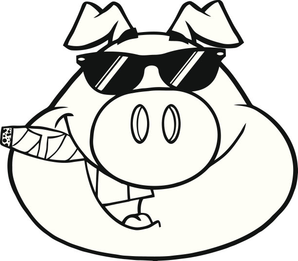 戴着墨镜的黑白微笑猪头图片下载