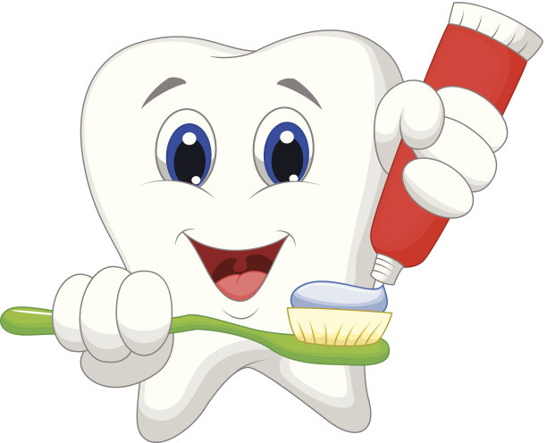 牙齿卡通把牙膏贴在牙刷上图片下载